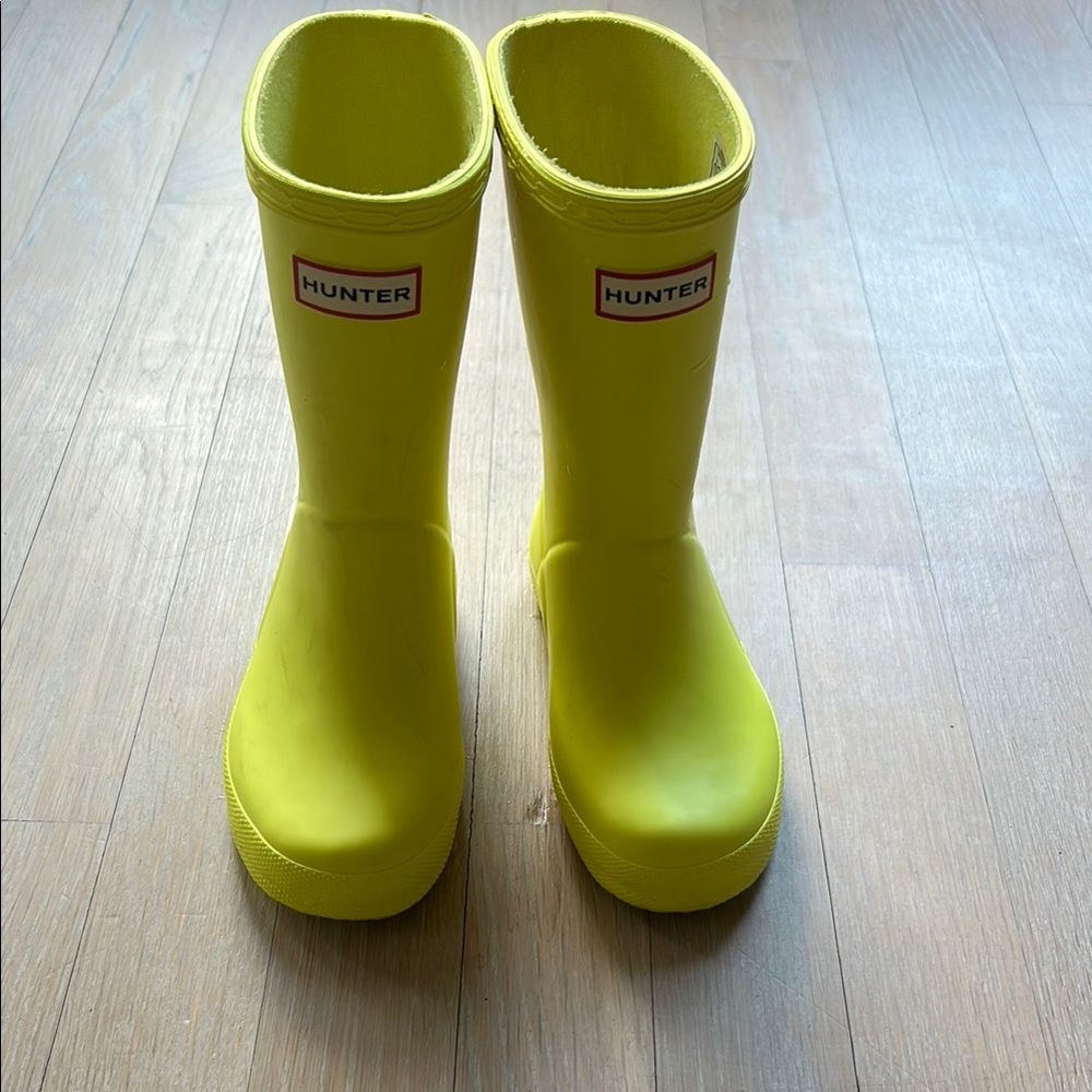 Hunter Bright Yellow Kids Rain Boots